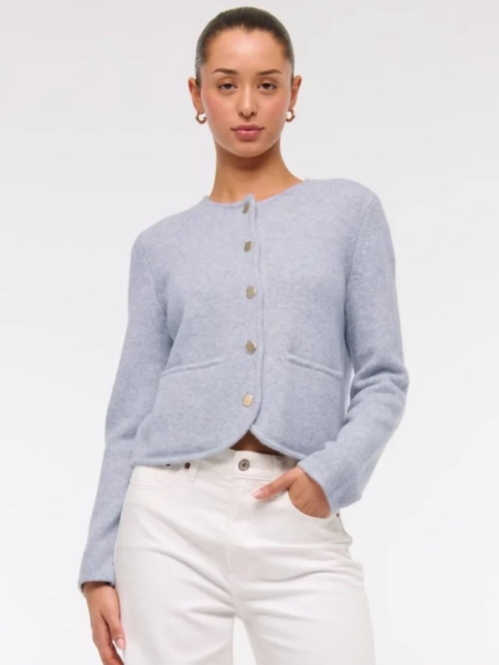 Abercrombie & Fitch A&F Women's Sweater Jacket Light Gray XS